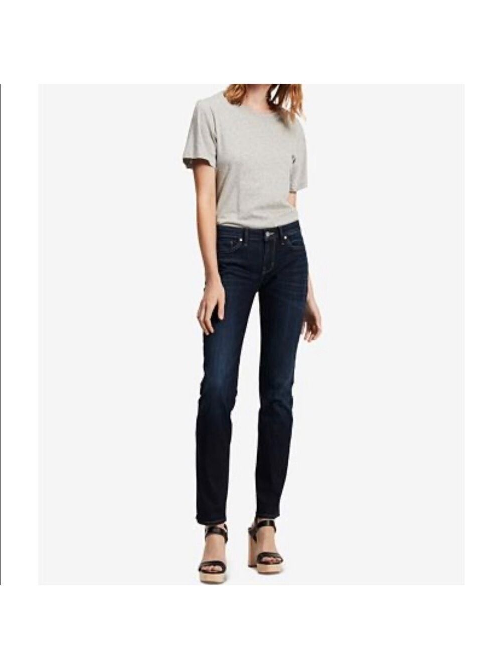 Calvin Klein Dark Wash Whiskered Straight Jeans Size 28x32
